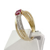 Bague d'occasion or 750 2 tons rubis diamants - vue V2