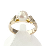 Pre-owned 14K yellow gold ring with a cultured pearl - view 1