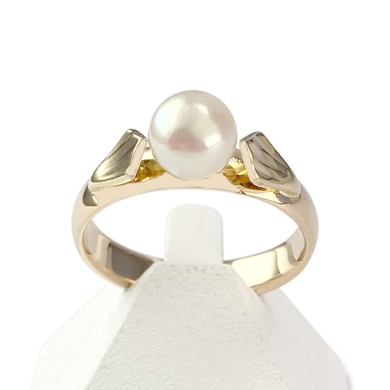 Bague d'occasion or 750 jaune perle de culture - vue 1