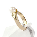 Second hand gold ring 750 yellow cultured pearl - view 2