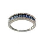 Bague d'occasion or 750 blanc saphirs diamants - vue 1