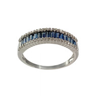 Bague d'occasion or 750 blanc saphirs diamants