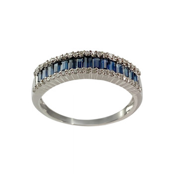 Second-hand gold 750 white sapphires diamonds ring