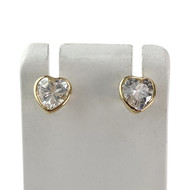 Boucles d'oreilles d'occasion or 375 jaune pierres précieuses zirconias