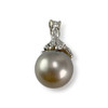 Pendentif or 750 blanc perle des mers du sud diamants - vue V3
