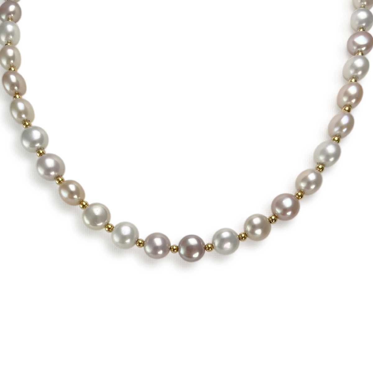 Collier d'occasion or 750 jaune perles de culture de chine mutlicolores 42 cm