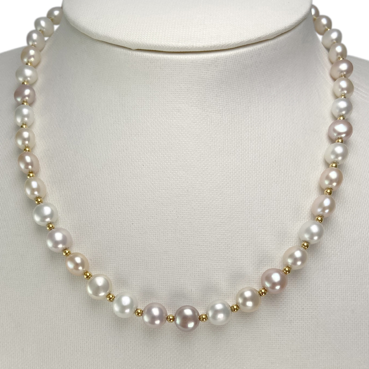 Collier d'occasion or 750 jaune perles de culture de chine mutlicolores 42 cm - vue 2