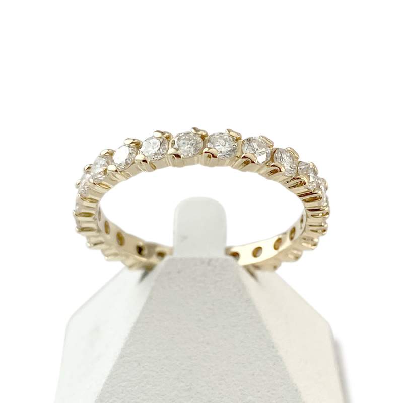 Tweedehands ring met volledige omtrek, 750 geelgoud met diamanten - afbeelding 1