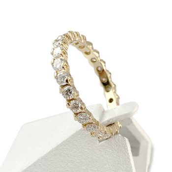 Tweedehands full circle ring in 750 geelgoud met diamanten