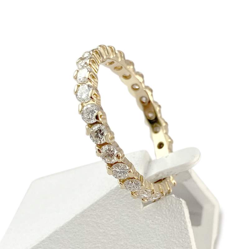 Tweedehands full circle ring in 750 geelgoud met diamanten - bekijk 2