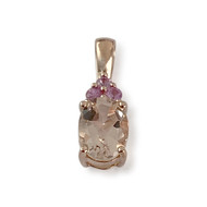 Pendentif d'occasion or 375 rose morganite et saphirs roses