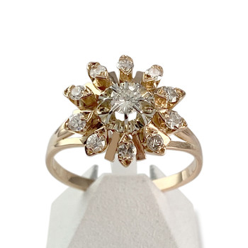 Second hand ring gold 750 2 tone diamonds