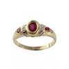Bague d'occasion or 750 jaune et rhodié diamants rubis - vue V1