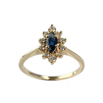 Second-hand gold ring 750 white diamonds tanzanite