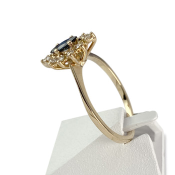 Second-hand gold ring 750 white diamonds tanzanite