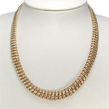 Collier en chute d'occasion or 750 rose maille américaine 45 cm