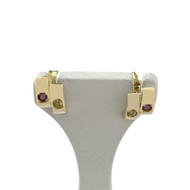 Boucles d'oreilles d'occasion or 750 jaune améthystes péridots