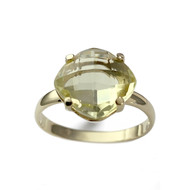 Bague d'occasion or 750 jaune quartz vert