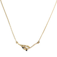 Collier d'occasion or 750 jaune maille forçat diamants saphirs 41 cm