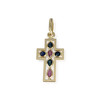 Pendentif croix d'occasion or 750 jaune rubis saphirs - vue V2