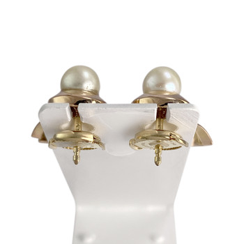 Pre-owned 750 yellow gold and rhodium-plated earrings with diamonds and cultured pearls