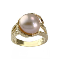 Bague d'occasion or 750 jaune perle de culture