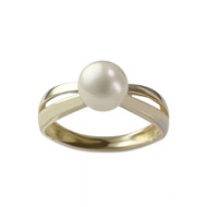 Bague d'occasion or 375 jaune et rhodié perle de culture