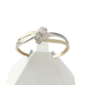 Bague d'occasion or 750 2 tons zirconias