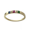 Bague d'occasion or 750 jaune pierres précieuses carrées et diamants - vue V1