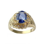 Bague d'occasion or 750 jaune saphir diamants