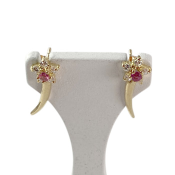 Boucles d'oreilles d'occasion or 750 jaune rubis zirconias