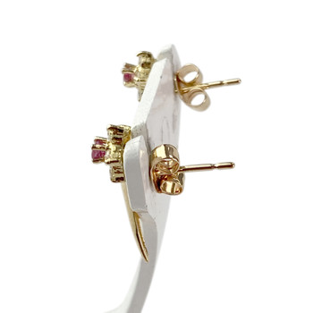 Boucles d'oreilles d'occasion or 750 jaune rubis zirconias