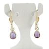 Boucles d'oreilles d'occasion or 750 jaune améthystes - vue V3