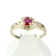 Bague d'occasion or 750 jaune rubis diamants