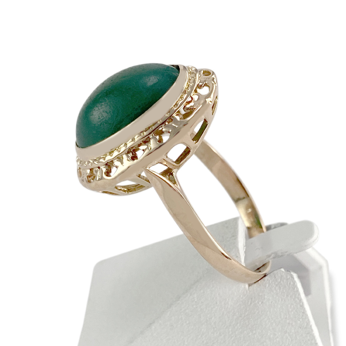 Bague d'occasion or 750 jaune agathe teintée verte - vue 2