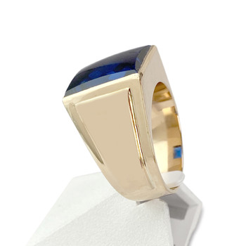 Tweedehands goud 750 geel synthetische spinel zegelring