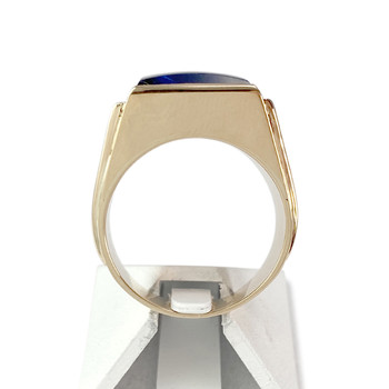 Tweedehands goud 750 geel synthetische spinel zegelring