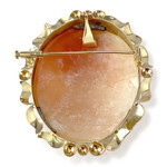 Pendentif broche d'occasion or 750 jaune camée coquille - vue 2