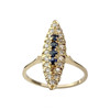 Second-hand gold 750 yellow diamond sapphire ring - vue V1