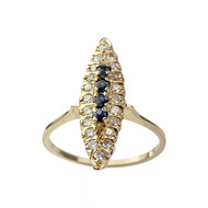 Tweedehands 750 geelgouden diamanten saffieren ring