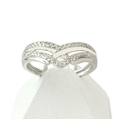Bague d'occasion or 375 blanc diamants - vue 1