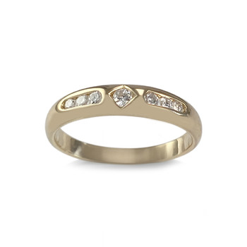 Tweedehands gouden ring 750 gele diamanten