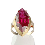 Bague d'occasion or 750 jaune rubis sythétique - vue 1