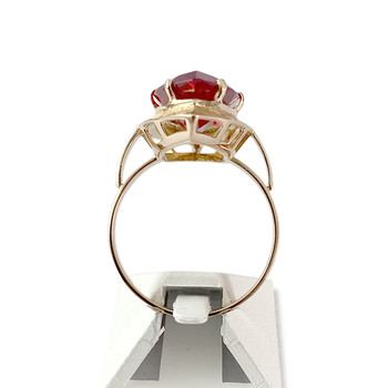 Bague d'occasion or 750 jaune rubis sythétique
