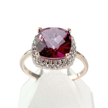 Bague or 375 rose topaze