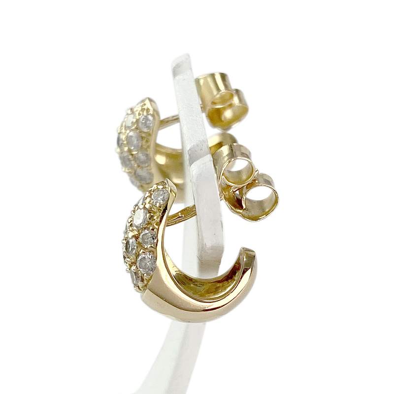 Boucles d'oreilles d'occasion or 750 jaune diamants - vue 2