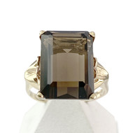 Bague d'occasion or 375 jaune quartz fumé