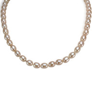 Collier d'occasion or 750 jaune perles de culture rosées 43 cm