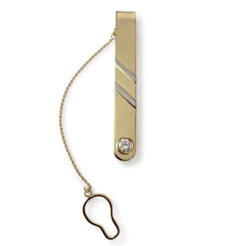 Broche d'occasion or 750 2 tons diamant - vue 1