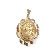 Pendentif d'occasion or 750 jaune rubis perles